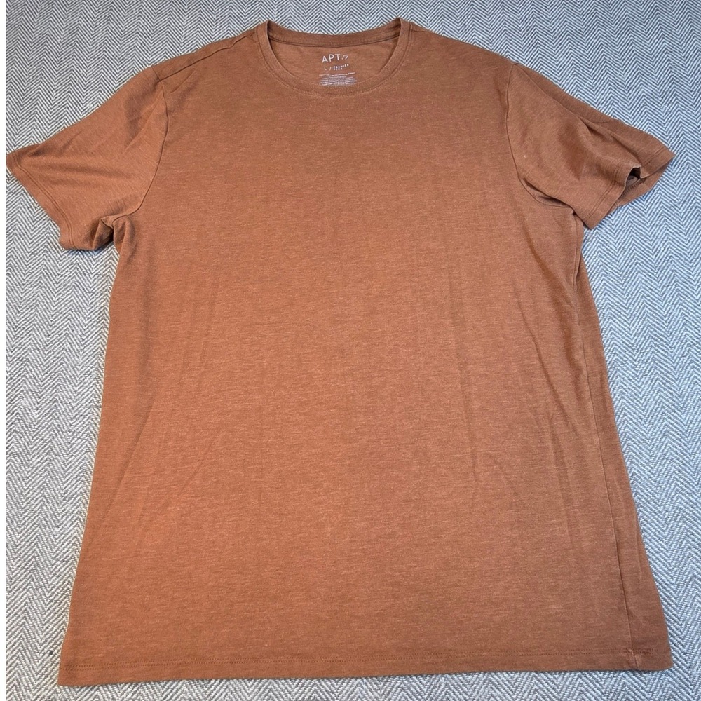 Apt 9 Mens Premier Flex Crewneck T-Shirt Large Rust Brown Heathered Short Sleeve